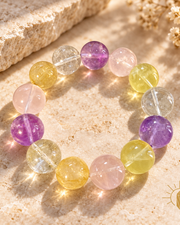 Golden Rutilated Quartz and Citrine and Amethyst Bracelet — Luz & Sol product photograph