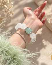 White Phantom Quartz and Green Fluorite Bracelet Large Bead — Luz & Sol product photograph