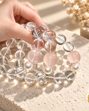 Clear Quartz Bracelet High-Clarity Round Bead Minimalist — Luz & Sol product photograph