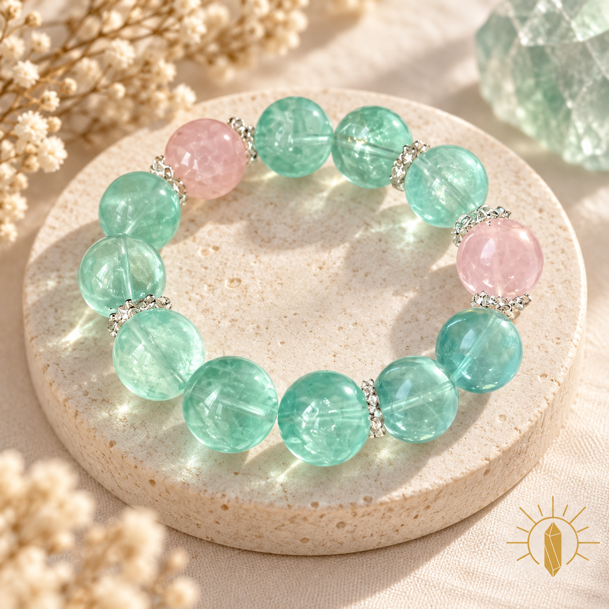 Green Fluorite Bracelet Large Bead — Luz & Sol product photograph