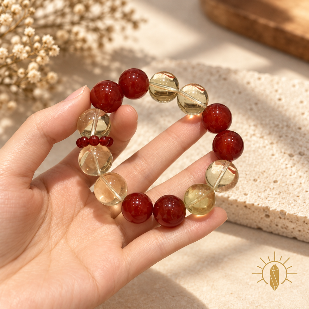 Citrine and Red Agate Bracelet