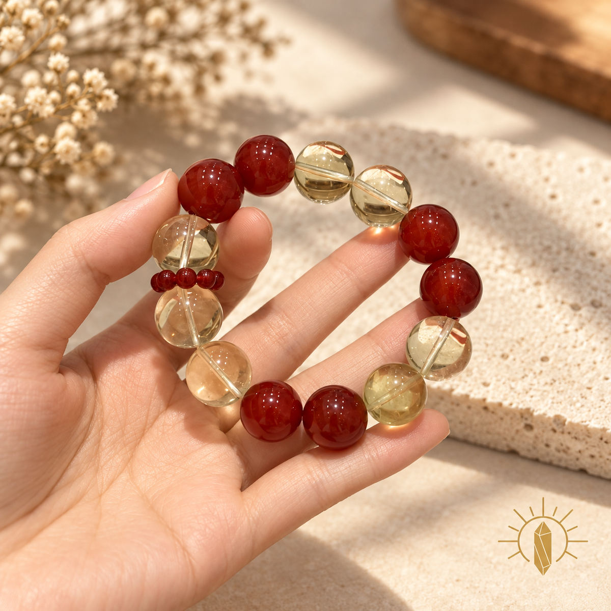 Citrine and Red Agate Bracelet — Luz & Sol product photograph