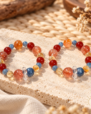 Red Garden Quartz and Golden Quartz and Kyanite Bracelet — Luz & Sol product photograph