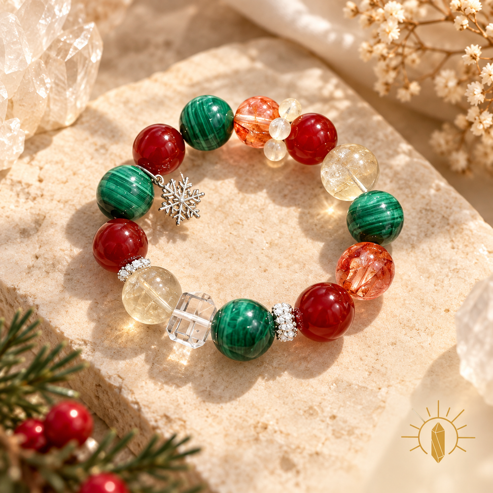 Citrine and Malachite and Red Agate Bracelet