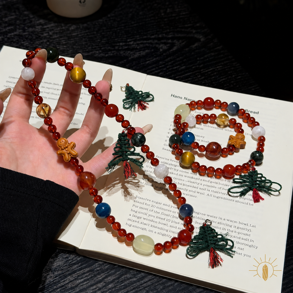 Green Rutilated Quartz and Garnet and Kyanite Bracelet