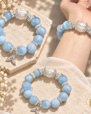 Snow Phantom Quartz and Aquamarine Bracelet — Luz & Sol product photograph