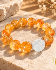 White Phantom Quartz and Golden Garden Quartz and Citrine Bracelet — Luz & Sol product photograph
