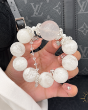 20mm White Phantom Quartz and Clear Quartz Bracelet Large Bead — Luz & Sol product photograph