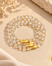 6mm Clear Quartz Bracelet Silver Fish Charm — Luz & Sol product photograph