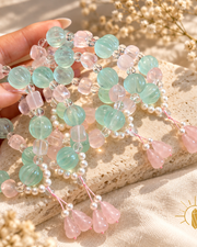 Rose Quartz and Green Fluorite Bracelet Pumpkin Beads — Luz & Sol product photograph