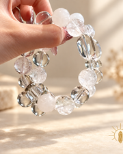 Clear Quartz Bracelet Round Bead — Luz & Sol product photograph