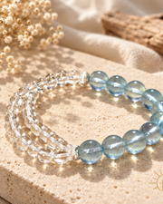 Aquamarine and Clear Quartz Bracelet High-Clarity — Luz & Sol product photograph