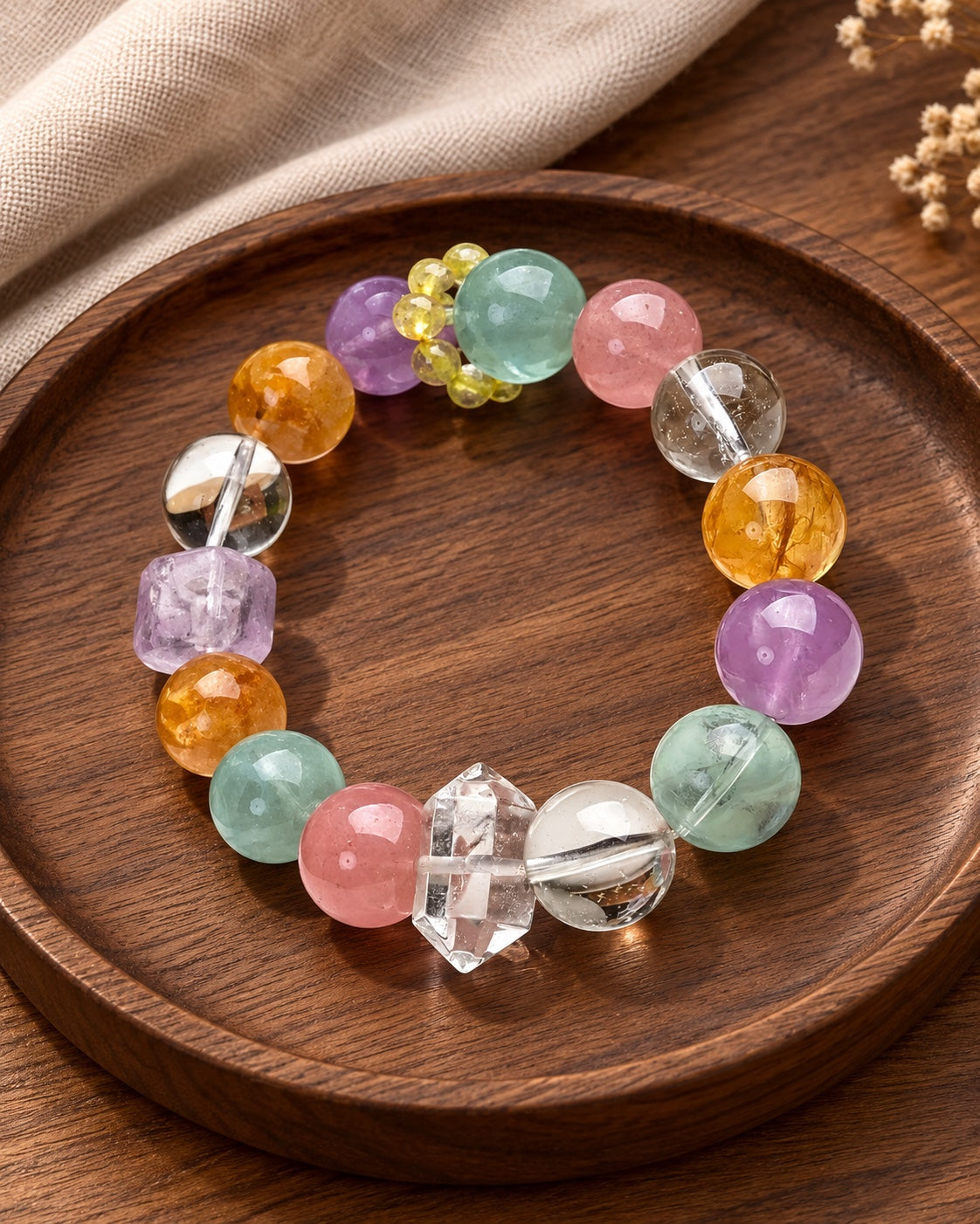 Five-Colour Light Natural Crystal Bracelet