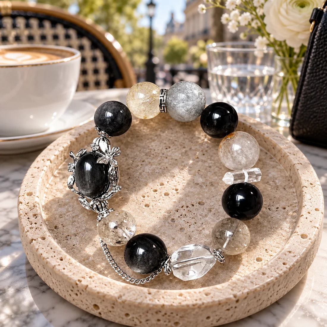 Natural crystal bracelet styled for her